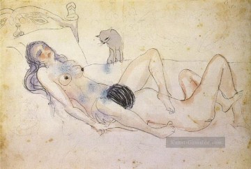  katze - Mann und Frau mit einer Katze Oralsex 1902 Kubismus Pablo Picasso